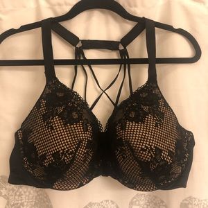 Nude & Black Lace Front Closure Bra